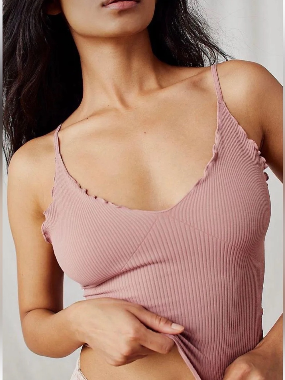 NEW Free People Intimately Easy to Love Ribbed Tank Dusty Rose Mauve XS/S NWT